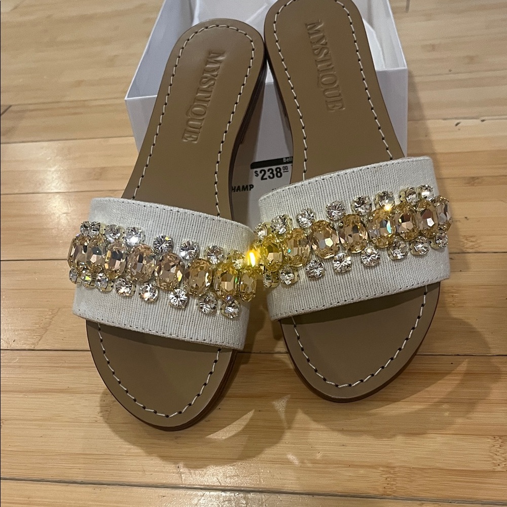 BNIB Mystique Twill and Crystal Sandals